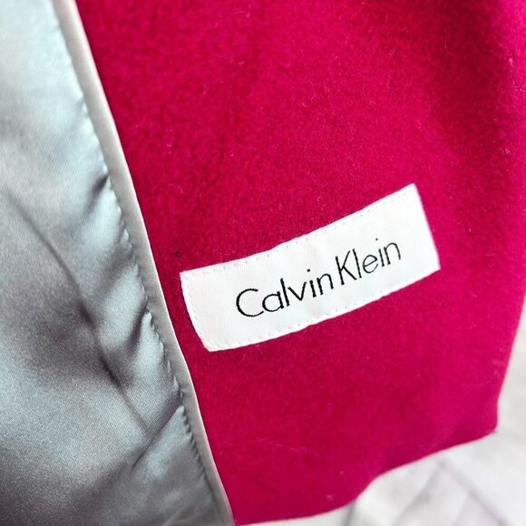 GORGEOUS CALVIN KLEIN BRICK RED WOOL CASHMERE LONG DRESS COAT - L - Picture 5 of 5
